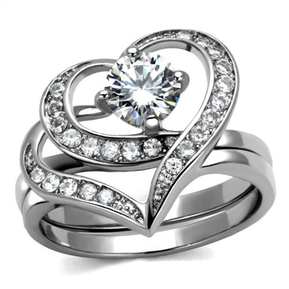 1.2 Ct Zirconia Heart Shape Wedding Ring Set